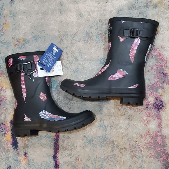 Joules Molly Welly Rubber Rain Boots in Feather Black Size 10 - Picture 12 of 16